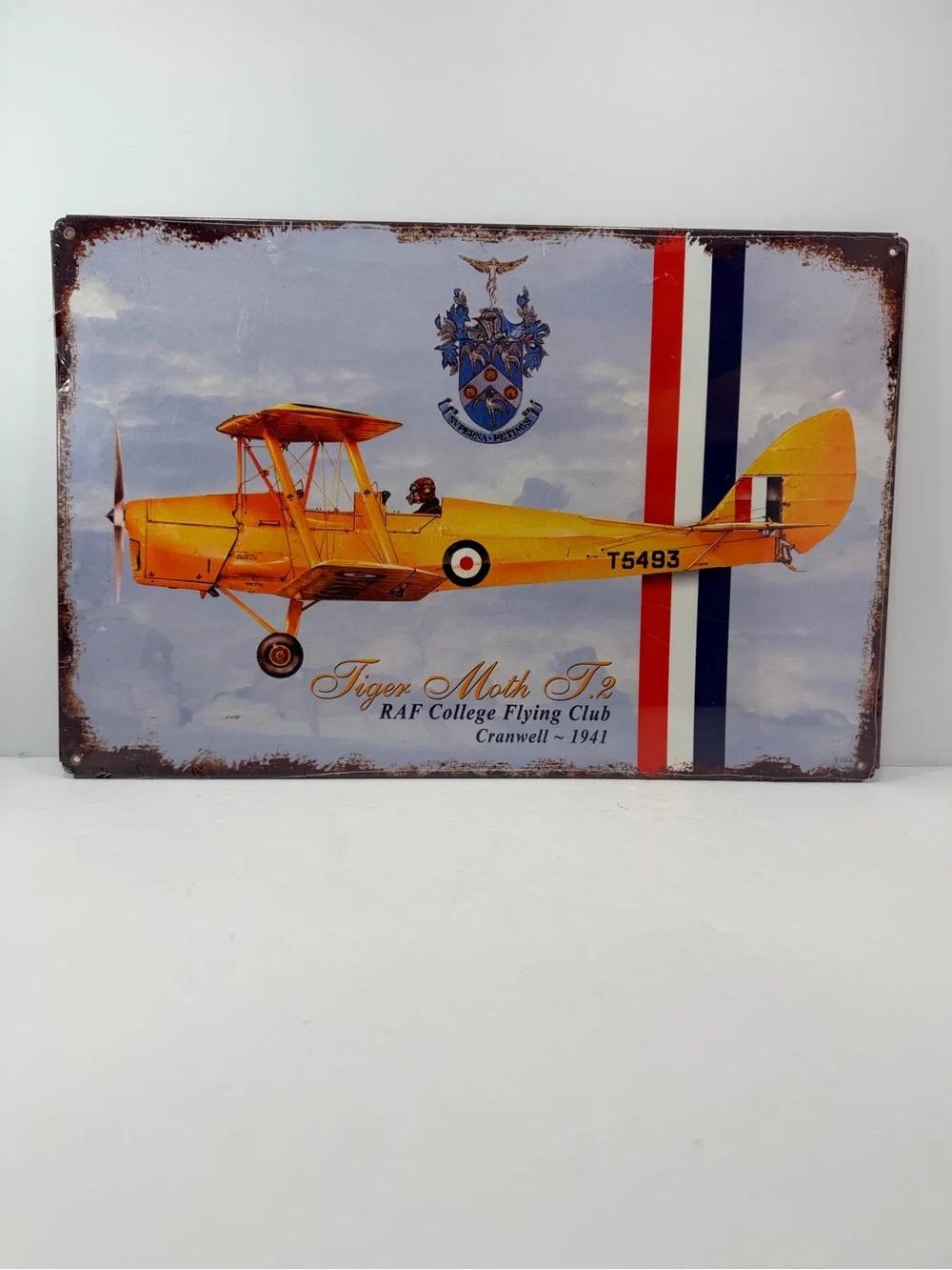 Vintage Tiger Moth T.2 Metal Sign – RAF College Flying Club Cranwell 1941 – New